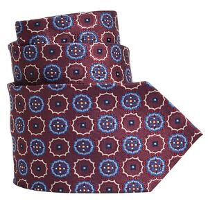 Bruno Piattelli Necktie Mens Burgundy Geometric Designer 100% Silk Italy